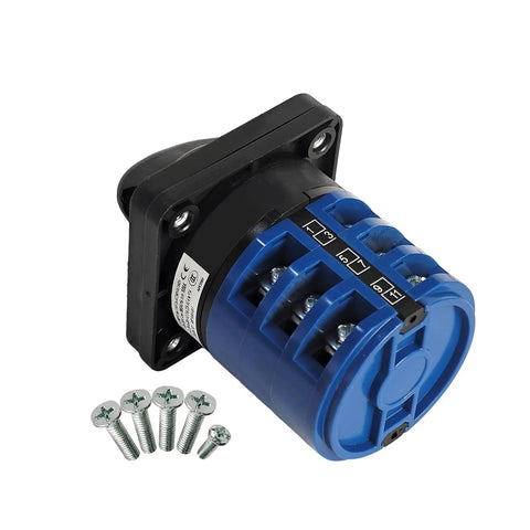 Three Position 3 Phase Manual Rotary Transfer Switch For RV Boat Truck Motorhome Choose Shore Off Gen Power Sources 120 240 Volt AC 30 Amp With Twelve Terminals, blue