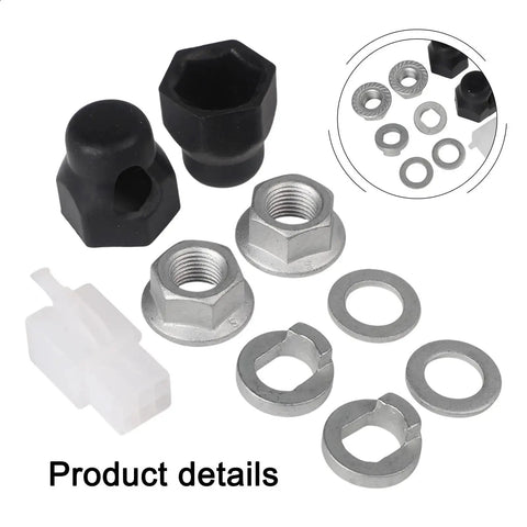 Bike Axle Nut Set For 12mm And 14mm E Bike Electric Bicycle Motor Hub Replacement Cap Washer Spacer Screw Kit Front Or Rear Applications, Corrosion Resistant, Precision Threads For Tight, Vibration Resistant Install