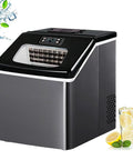 Smooth Operator Portable Countertop Ice Maker With Auto Self Cleaning And Ultra Quiet Motor, Generates Up To 25 Kilograms Of Ice Daily, black steel design.