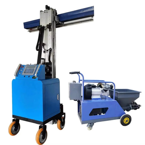 Professional Grade Fully Automatic Wall Leveling Machine Compact Cement Plaster Tool For Rapid Interior Remodels And Contractor Sites with control panel and hopper.