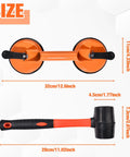 Heavy Duty Aluminum Vacuum Double Suction Cups And Rubber Hammer Floor Gap Repair Kit for lifting glass, tile, and hardwood