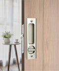 Six Point Three Inch Privacy Pocket Door Lock Hardware With Keys, Sliding Barn Door Lock Concealed Recessed Door Handle on wood door