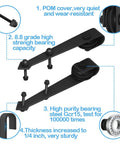 Double Track Bypass Sliding Barn Door Hardware Kit For Two Doors, Low Ceiling Design, illustrated components and specifications