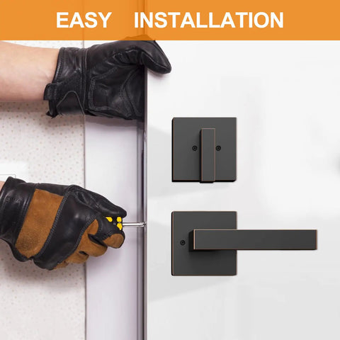 Oil Rubbed Bronze Double Door Handle Set With Dummy And Single Cylinder Deadbolt Fits Right Or Left Handed Doors installation