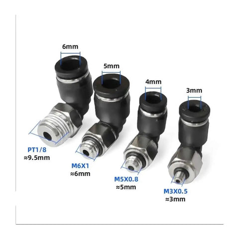 Get These 5pcs M3 To M6 Push-In Quick Connect Air Fittings With One Touch Design For Straight Couplers And Pneumatic Pipe Hose Tube Connectors That Make Your Job A Cinch. Black push-in pneumatic fittings with M3, M5, M6 and 1/8 BSP male threads for 3-6mm tube
