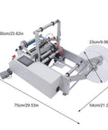 Semi Automatic Round Bottle Labeling Machine High Speed 300W Fiber Optic Sensor Auto Detect, side view with dimensions.