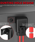 Beefy 12 Volt Inline Fuse Holder With Secure Mounting Holes For 12 Awg Automotive Marine Vehicle Wiring Kits Includes Waterproof Atc Ato Blade Fuses Rated At 20 30 40 Amps showing mounting holes and secure installation.