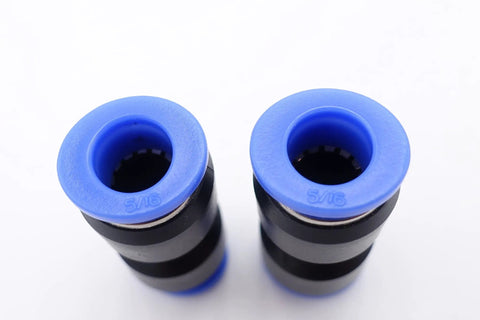 Close-up of Push To Connect Fitting 5/16 Inch Tube OD Pneumatic Air Water Straight Union Two Way Connector Coupler Pack Of 5.
