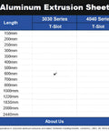 Chart highlighting 600mm Black 3030 Aluminum Extrusion T Slot Pack Of 4 European Standard 30x30 Profile for DIY projects