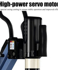 Rock Solid Vertical Electric Tapping Machine With One Meter Flexible Aluminum Arm And Auto Oil Blower close-up of high-power servo motor with detailed casing.