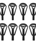 8 Piece Fishing Rod Tip Repair Kit With Stainless Steel Frame And Wear Resistant Ceramic Rings For Quick Fixes And Long Lasting Durability Includes Sizes 1.8x6 2.0x6 2.2x6 1.8x8 2.0x8 2.2x8 2.4x8 2.6x8, eight black rod tips