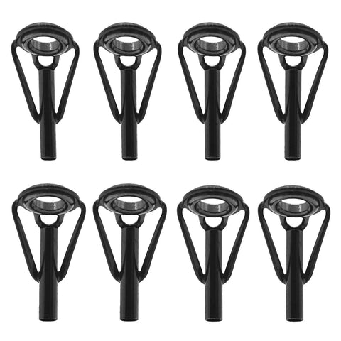 8 Piece Fishing Rod Tip Repair Kit With Stainless Steel Frame And Wear Resistant Ceramic Rings For Quick Fixes And Long Lasting Durability Includes Sizes 1.8x6 2.0x6 2.2x6 1.8x8 2.0x8 2.2x8 2.4x8 2.6x8, eight black rod tips