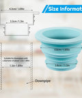 Silicone Drain Seal Plug 4 Pack For Toilets, Bathrooms, Kitchens And Washing Machines Odor Control size diagram