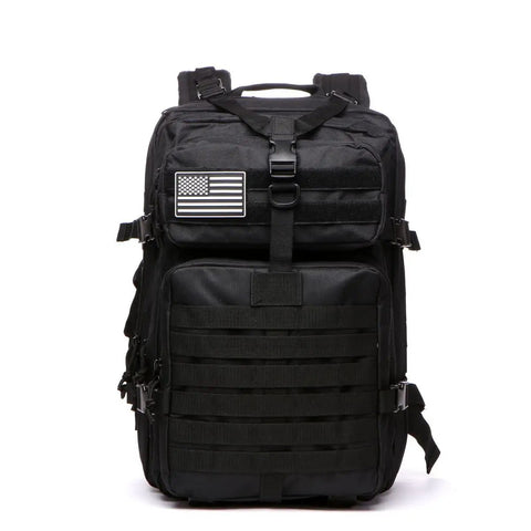 All Day Ready 45L Nylon Waterproof Tactical Backpack For Fishing, Hunting, Hiking, Camping And Outdoor Adventures shown front view