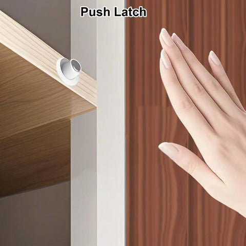 Push To Open Cabinet Hardware Kit 12 Pack Magnetic Latch And Door Touch Latch For Cabinets White No Handles in use