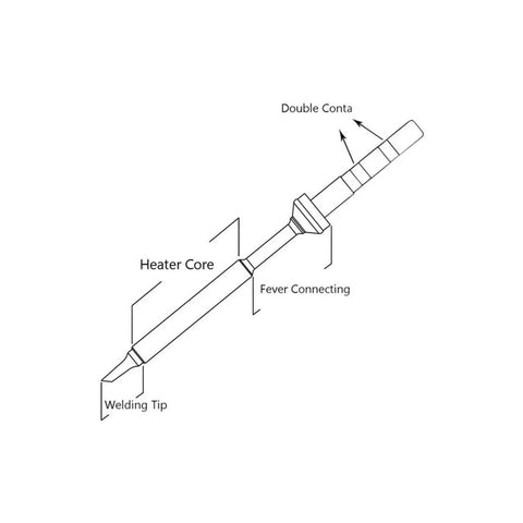 Diagram of 7 Piece Soldering Iron Tip Replacement Set For TS100 And Mini Digital Soldering Irons, labeled parts