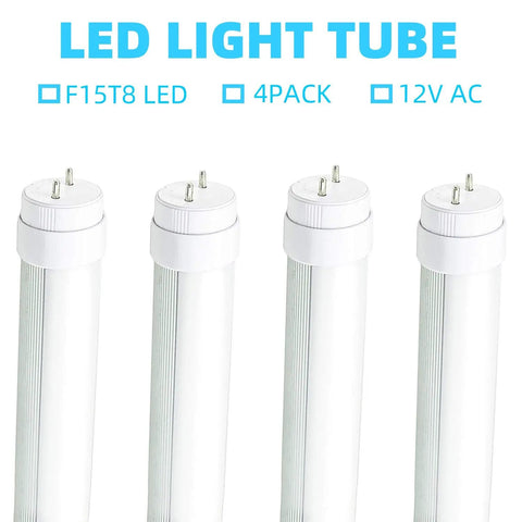 4-pack of vertical LED tubes, 12-30V 18 Inch LED Tube Replacement For Automotive RV Marine 7W 5500K Daylight White Frosted Lens
