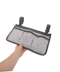 Safety Bed Rail Organizer With Four Pockets And Large Capacity Strap Bag for nursing care beds, gray side hanging storage
