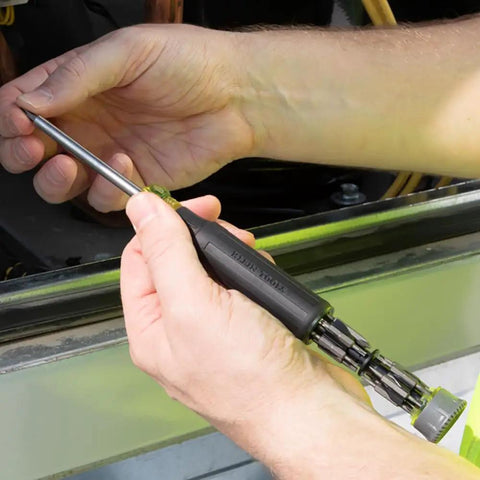 27 In 1 Precision Screwdriver Set With Onboard Storage And Rare Earth Magnet, 26 Precision Bits Plus A 3.5 Mm Nut Driver in use