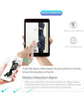 5MP Bullet WiFi IP Security Camera With Motion Alert And Remote Access For Foolproof Home Surveillance Featuring Built In Mic Two Way Audio And Micro SD Support shows motion detection alert on tablet.