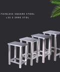 Sturdy 304 Stainless Steel Square Stool For Factory Lab And Workshop Use Dust Free And Easy To Clean Pro Grade Trapezoidal Frame Heavy Duty