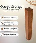 Top Shelf Osage Orange Turning Blank Kiln Dried Hardwood for Eco Friendly Woodturning and Wood Lathe Projects, 1x1x18 inch slab.