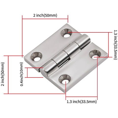 Laorde 316 stainless steel boat hatch hinge, 2x2 in marine-grade, heavy-duty, 4-pack with screws