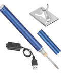 Cordless Soldering Iron With Built In 1100mAh Battery Portable Quick Heat Tool With Adjustable Temperature Perfect For Home Repairs Jewelry Welding Electronics Projects And On The Go DIY, showing all components including iron, stand, USB charger.