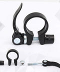 28.6mm Bike Seat Post Clamp Quick Release Aluminum Alloy Seatpost Collar Type 1 Black Ergonomic Design For Easy On And Off Durable Bicycle Accessory For Secure Post Clamp displayed with components