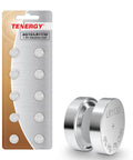 No Sweat Top Shelf Built To Last 1 5 Volt Ag10 Lr1130 Button Cell Batteries 10 Pack Alkaline in packaging and single battery.
