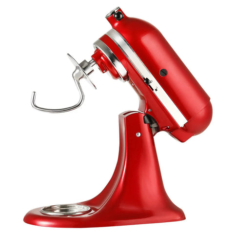 Red mixer with Stainless Steel Dough Hook Attachment For KitchenAid Tilt Head Stand Mixers 4.5 To 5 Quart KSM90 And K45 Replacement.