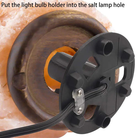 Orange Heart Himalayan Salt Lamp Cord with base assembly detail showing dimmer switch and bulb holder