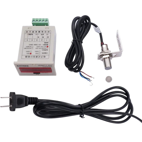 Led Auto Display Digital Counter 0-999999 With Hall Proximity Sensor 10mm Detection Distance NPN Normally Open Output 110-240V AC Power Six Digit Counter With Holder Included For DIY Automation Projects, front view