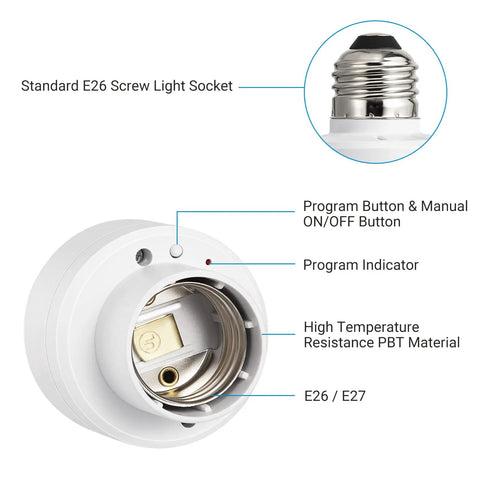 Remote Control Light Socket With Wireless Control For Lamps And Fixtures, Pull Chain Compatible, 100Ft Range, No Wiring Needed, ETL Listed, No Fuss Easy Hands Free Control From Bed Or Couch