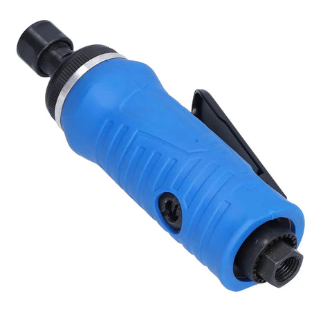 Pneumatic Right Angle Air Die Grinder With Sealed Ball Bearings Compact Design For Tight Spaces Smooth Operator polished blue zinc alloy body.