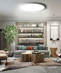 Living room with 15.7 Inch Ultra Thin Flush Mount LED Ceiling Light 32W 3800LM 5000K Daylight White Round Modern Fixture