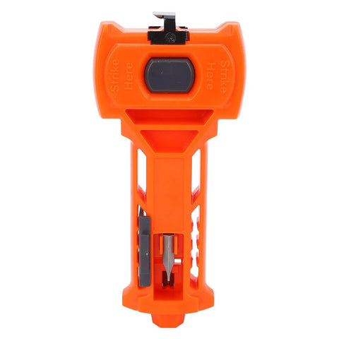 Ace The Install With This Game Changer Door Lock Jig featuring an orange plastic body and visible cutting blades for precision.