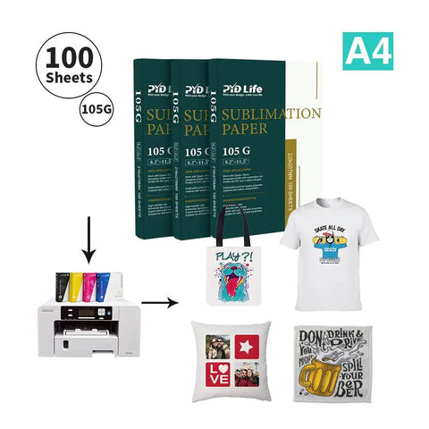 Sublimation Paper For DIY Tees And Tote Bags A4 8.2x11.5 In 100 Sheets 105G Fast Dry Transfer Paper with DIY fabric projects.