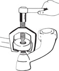Diagram of Beefy Heavy Duty Pitman Arm Puller for Ford F-Series Trucks 2005+, with forged heat-treated jaws in use.