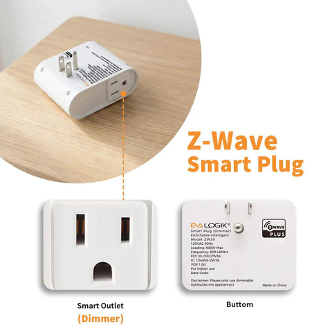 Dimmer Plug With Built In Repeater For Z Wave Smart Home Setup Plug In Outlet That Boosts Hub Range Without The Fuss Works With SmartThings Wink Alexa Google Assistant Requires Z Wave Hub For Seamless Control