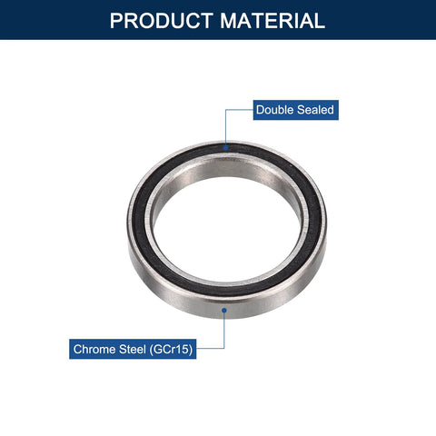 HiPicco 6700-2RS deep groove ball bearing front view, 10x15x4 mm, chrome steel, double sealed