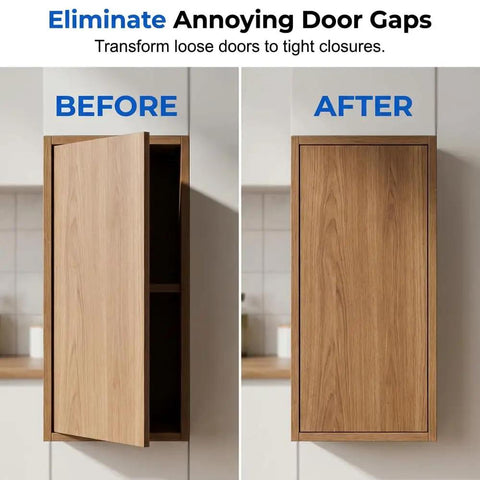 Before and after using Ultra Thin No Drill Magnetic Cabinet Catch Set With Adhesive Stainless Steel Door Latch Keeps Kitchen And Bathroom