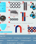 Hands On Magnet Kit For Kids With 13 Magnets And Accessories Includes Bar, Ring, Horseshoe, Compass, STEM Learning Tools