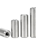 304 Stainless Steel Internal Thread Locating Dowel Pins Set With Single Hole For Precise Alignment, various sizes displayed