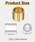 3 Pack Sleeve Bearings With 25mm Bore 30mm OD And 25mm Length Self Lubricating Sintered Bronze Bushings For Heavy Duty Use, wide view with 25x30x25mm size diagram