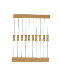 Close-up of carbon film resistors from Ultimate Resistor Kit Starter Pack with 1500 values ranging 1 Ohm to 10 Meg Ohm.