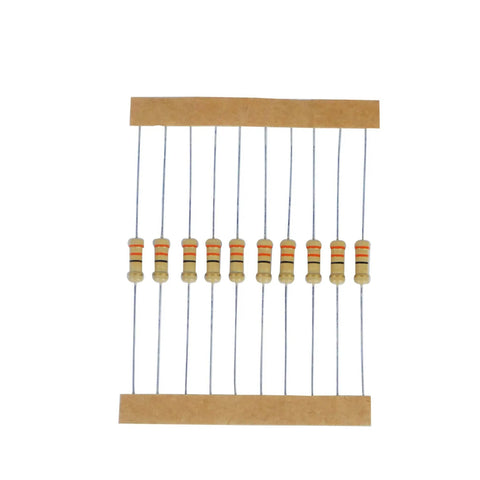 Close-up of carbon film resistors from Ultimate Resistor Kit Starter Pack with 1500 values ranging 1 Ohm to 10 Meg Ohm.