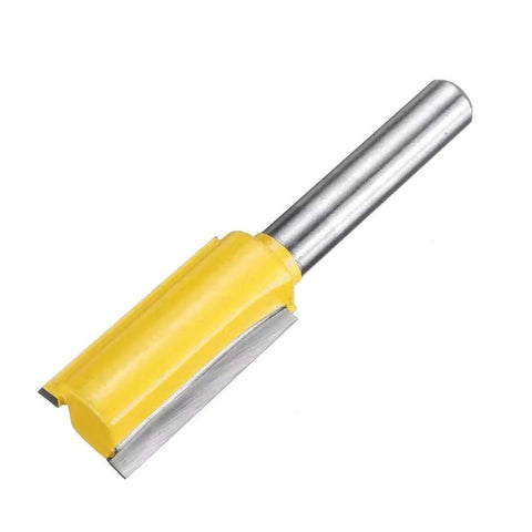 24 Piece 1/4 Inch Shank Router Bit Set Premium Carbide Cutters with yellow plastic guide and steel shank for precise milling.