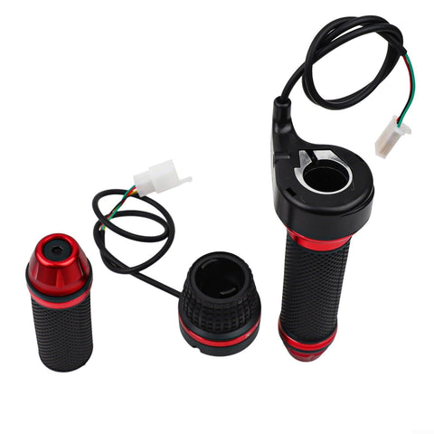 Four Gear Electric Bike Throttle Grip With ABS Rubber Handle For 48V 60V 72V Ebikes, black and red, showing wiring and connector
