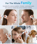 Otoscope Ear Camera With Light And Built In One Point Four Inch HD Screen Plug And Play Ear Scope For Quick No Fuss Home Checks 1080P Clarity USB PC Compatible No Apps Needed For Viewing. Family uses handheld otoscope for ear checks on adult, child, senior, and pet.